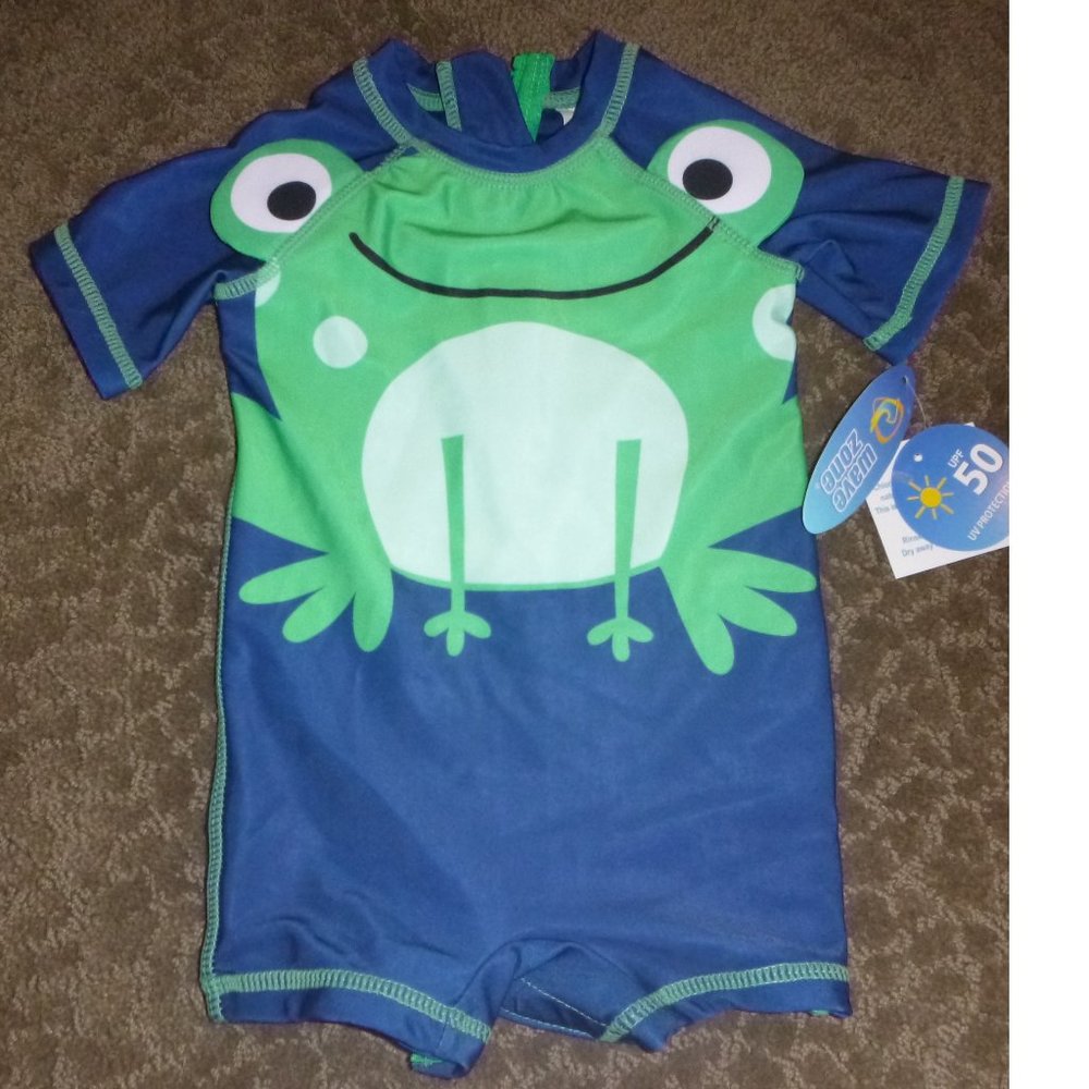 Baby Boys Wave Zone FROG 1pc RASHGUARD Swimsuit Size 0/3 3/6  6/9 Months NWT